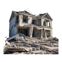 Abandoned Collapsed Building High-Resolution Ruins Stock Image png