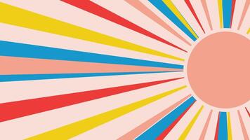 Bright and dynamic retro side rays background with a colorful sunburst pattern, ideal for posters, banners, and creative digital designs with a nostalgic yet modern aesthetic. vector