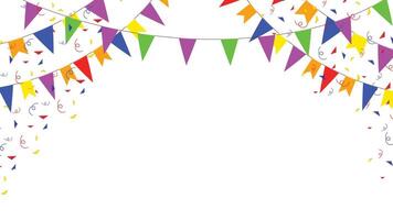 vibrant party background featuring colorful bunting flags and confetti, perfect for festive celebrations and creative designs. vector