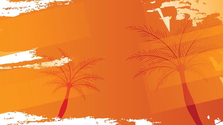vibrant summer background featuring palm tree silhouettes and an orange grunge design, perfect for tropical-themed projects and creative designs.