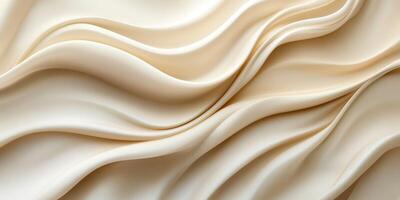 Elegant cream fabric gracefully draped with soft curves and waves capturing light in a subtle manner photo