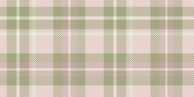 Seamless tartan pattern in muted tones of beige, light pink, and olive green, ideal for textiles and backgrounds. vector