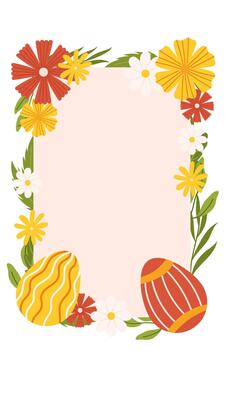 Easter eggs floral frame greeting card template vertical banner social media story