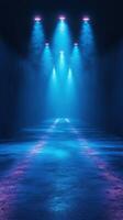 Vibrant blue lighting creates an atmospheric mood in a dimly lit space for an event or performance photo