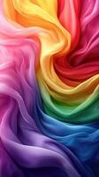 Vibrant flowing fabric in rainbow colors creates a stunning abstract design and texture photo