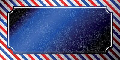 Blue Grunge Barber Background with Striped Pattern, Blue Plain Design with a Frame vector