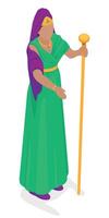 Babylonian Persian Queen Resembling Biblical Esther with a Scepter in Isometric Perspective vector