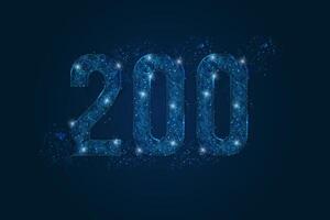 Abstract isolated blue image of HTTP Status Code 200. Polygonal low poly wireframe illustration looks like stars in the black night sky in space or flying glass shards vector