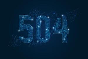 Abstract isolated blue image of HTTP Error 504 Gateway Timeout. Polygonal low poly wireframe illustration looks like stars in the black night sky in space or flying glass shards vector