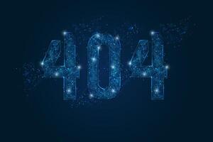 Abstract isolated blue image of Concept 404 Error Page or File not found for web page. Polygonal low poly wireframe illustration vector