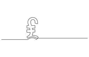 Continuous line drawing of pound sterling symbol vector