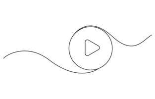 Continuous line drawing of play icon vector