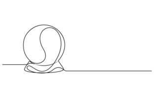 One continuous line drawing of Crystal ball vector