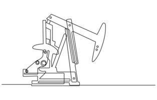 Oil pump jack platform of One continuous line drawing vector