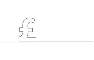 pound sterling sign continuous one line vector