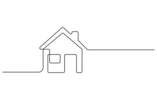 One continuous line drawing of house building Symbol home architecture and development vector