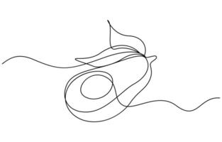 simple one line drawing of avocado, vector