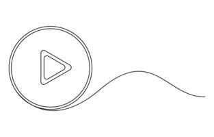 Continuous line drawing of play icon, vector