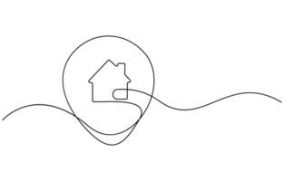 continuous line drawing of house building Symbol home architecture vector