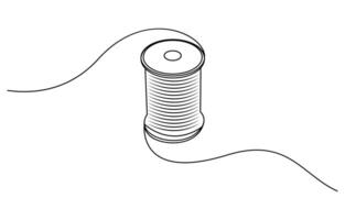 Single one line drawing Needle spool of thread button Design vector