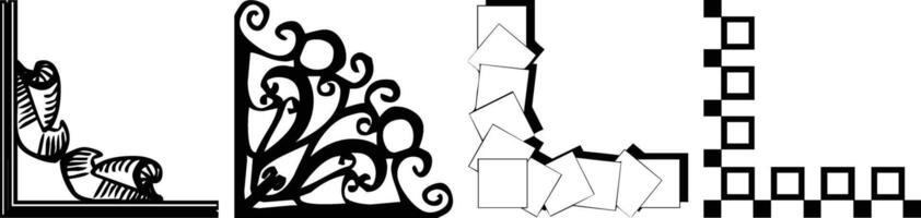 a set of decorative elements in black and white vector