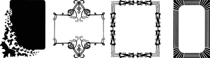 a set of black and white decorative frames vector