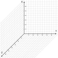 3D coordinate system with labeled axes vector