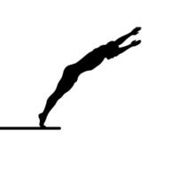 Silhouette of a springboard diver jumping into the water vector