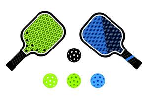 Pickleball racket and ball clip art set icon symbol vector