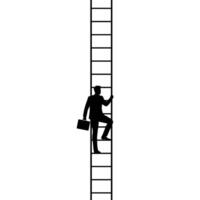Silhouette of businessman climbing a ladder with briefcase vector