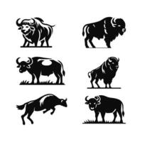 Set of bison icons vector