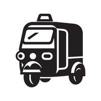 A black and white image of a tuk - tuk vector