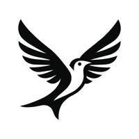Flying bird icon. Black and white illustration isolated on white background. vector