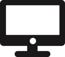 Black and White Computer Monitor Icon vector