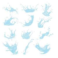large set of splash or drop icons of water or liquid vector