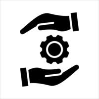 Hand with cogwheel Icon.Symbol isolated white background. illustration. color editable. vector
