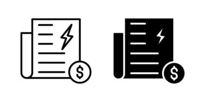 Electricity utility bill document Icon set, Symbol isolated white background. illustration. color editable. vector