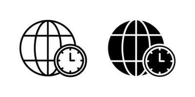 Globe clock time Icon set, Symbol isolated white background. illustration. color editable. vector