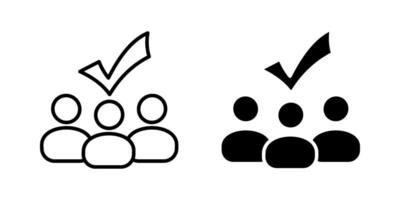 Group team with check mark Icon set, Symbol isolated white background. illustration. color editable. vector