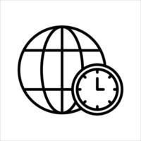 Globe clock time Icon. Symbol isolated white background. illustration. color editable. vector