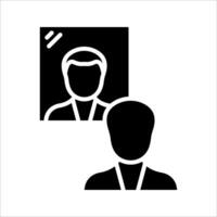 Men look to mirror Icon.symbol isolated white background. illustration. color editable. vector