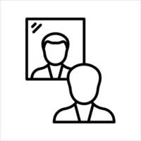Men look to mirror Icon. Symbol isolated white background. illustration. color editable. vector