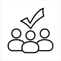 Group team with check mark Icon. Symbol isolated white background. illustration. color editable. vector
