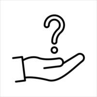 Hand holding up question Icon. Symbol isolated white background. illustration. color editable. vector