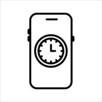 Alarm clock on smartphone screen Icon. Symbol isolated white background. illustration. color editable. vector