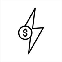 Money with electricity Icon. Symbol isolated white background. illustration. color editable. vector