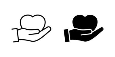hands holding heart or love Icon set, Symbol isolated white background. illustration. color editable. vector