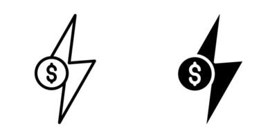 Money with electricity Icon set, Symbol isolated white background. illustration. color editable. vector