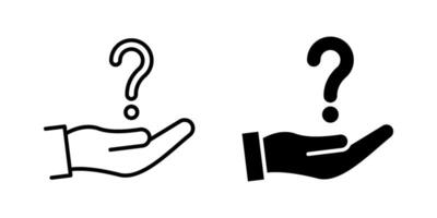 Hand holding up question Icon set, Symbol isolated white background. illustration. color editable. vector