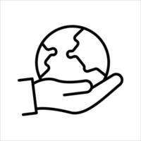 hand hold globe Icon. Symbol isolated white background. illustration. color editable. vector